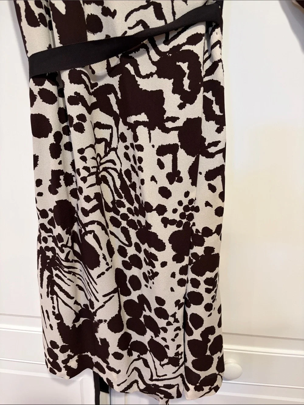 Tory Burch Brown and Cream Animal-Print Wrap Dress